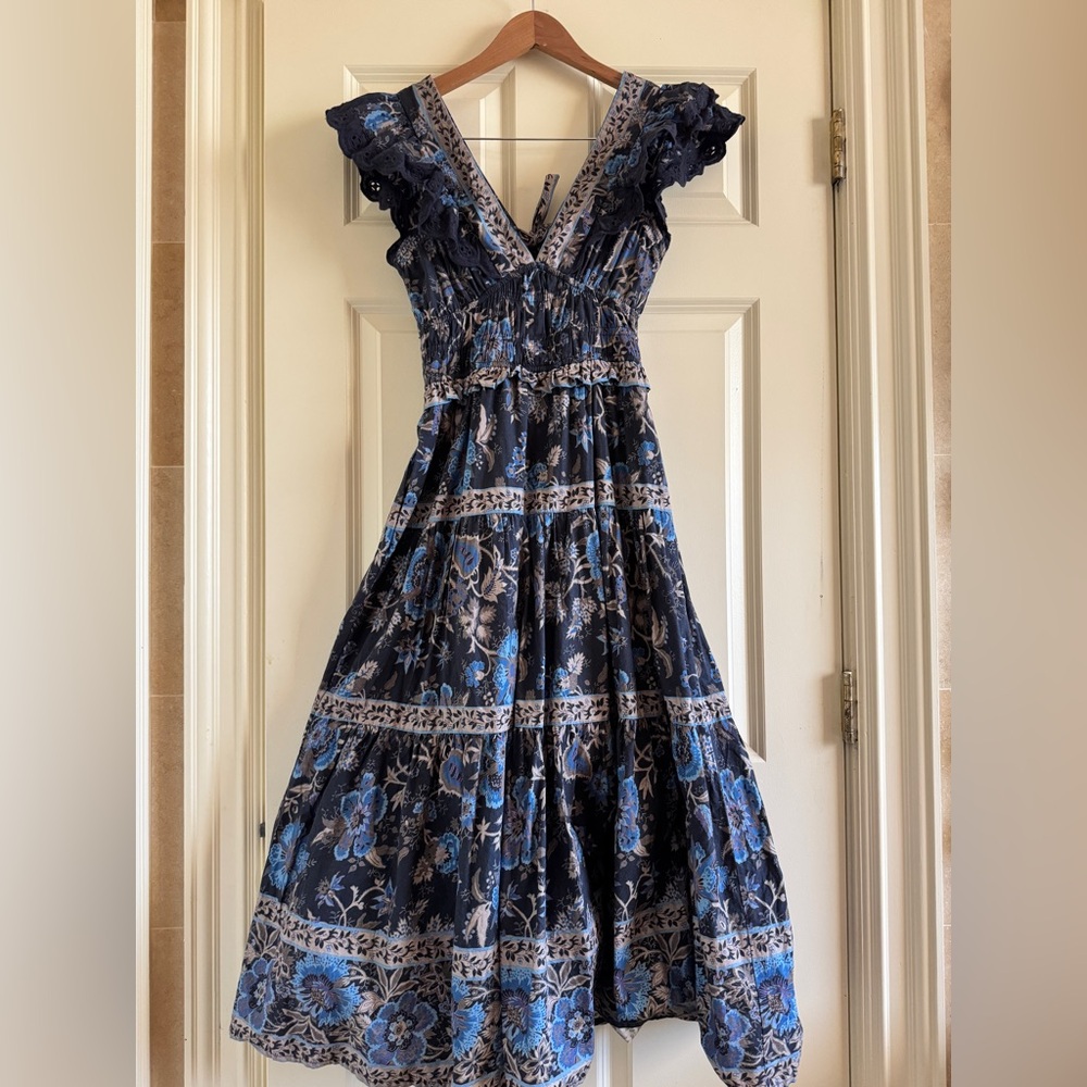 Sea New York Navy and Blue Floral Maxi Dress